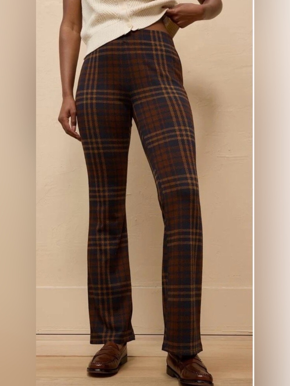 NWOT American Eagle Outfitters Brown Plaid Flare fall Pants